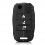 Silikoonist autov&otilde;tme &uuml;mbris Kia Rio Optima Sportage Sorento Soul Ceed Cerato Forte Seltos 3 nupuga klapitava puldi kaitsekate must