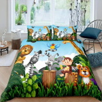 Multikalooma tekikott komplekt Kuninglik suurus Savann Troopiline mets Džungli elusloodus Voodipesu komplekt Lapsed Loomaaed Pol&uuml;ester Tekikate AU Single 140x210cm