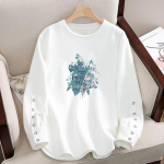 Naiste puuvillane valge pikkade varrukatega T-s&auml;rgi aluss&auml;rk kevade ja s&uuml;gise l&otilde;dva kaelusega dressipluus M