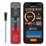 Traadita liha termomeeter Digitaalne sondtermomeeter Bluetooth 360FT Toetab APP-i Kaugj&auml;lgimist ahju, suitsuahju, sous vide jaoks must