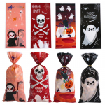 50Pcs Halloween Skull Ghost Design Candy Bag Perfect for Halloween Parties Self sealing Plastic Gift Bag Suitable for Parties other