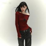 Naiste Y2K gooti T-s&auml;rgid &otilde;lgadeta S&uuml;gis t&auml;navar&otilde;ivad Fairy core Hip Hop Topid Punk vabaaja T-s&auml;rgid Naiste riided S punane