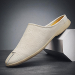 2024 Meeste Suvine Uus Mood Vabaaja Poolikud Sussid Meeste Hingavad Lehma Nahast Loafer Sussid Mokassiinid Pehmed Ehtsast Nahast Sandaalid 43 beež