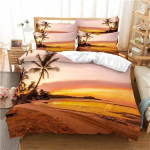Rannavaate tekikott Suvine Hawaii maastik Voodipesukomplekt &Uuml;heinimese kaheinimese King T&uuml;drukutele poistele Mikrofliis Troopilised puud Tekikate EU Single 135x200cm