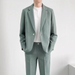 Meeste &Uuml;hev&auml;rviline Peigmehe Pulmakleit Peo Meeste &Auml;ri Casual &Uuml;likond Korea Stiilis Trendikas Slim Fit 2-osaline Komplekt Pluss Suurus M heleroheline v&auml;rv