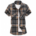 2023. aasta meeste ruuduline vabaaja l&uuml;hikeste varrukatega s&auml;rk topelttaskutega - suvine mood, suur suurus 7XL