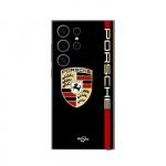 Coque de t&eacute;l&eacute;phone - MANIACASE - Samsung Galaxy S25 Ultra - Logo PORSCHE - Souple - Noir, Rouge, Dor&eacute;