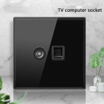 Mustast karastatud klaasist seina l&uuml;lituspaneel LED 1-4Gang Retro l&uuml;litusvalgusti l&uuml;liti EL &Uuml;hendkuningriigi standardid 2USB pistikupesad, Euroopa 16A pistikupesa