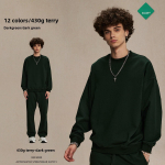 2024 s&uuml;gis/talv 430g suur vabaaja kapuutsi ja p&uuml;kste komplekt Round Neck Sweatshirt, XXL helesinine v&auml;rv