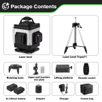 HGLINE 16 rida Laser Level APP kaugjuhtimispult 4D 360&deg; ristm&otilde;&otilde;tmine laserkiire Laseri tase horisontaalne vertikaalne nivoo t&ouml;&ouml;riistad 1.2M Tripods Set