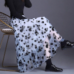 Korea Naiste T&uuml;llseelik Mood Suvi Heegeldatud Lilleline Vaba Midi Seelik Elegantne Naiselik Vabaaja K&otilde;ikidele Riietele Sobiv V&otilde;rkseelik XXL