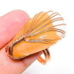 Orange Aventurine Handmade Copper Wire Wrap Jewelry Ring Size 8.5 j7a35