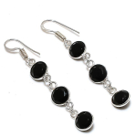 Black Spinel Handmade 925 Sterling Silver Gift Jewelry Earring 2.36 g7i42