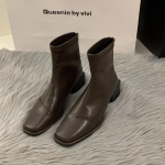 Kevad S&uuml;gis Naiste Pahkluusaapad Mood Pehme Nahk Daamide Madala Kontsaga L&uuml;hikesed Saapad Elegantsed Tagumised Lukud Naiste Jalatsid 35 kohv