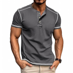 Meeste l&uuml;hikeste varrukatega Henley s&auml;rgid Suvine n&ouml;&ouml;biga T-s&auml;rgid Casual Basic Tee Soild T-s&auml;rgid Pehmed Mugavad topid Klassikaline sportlik Fit T-s&auml;rk meestele XXL tumehall v&auml;rv