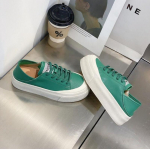 Ehtsast nahast naiste platvormtennised kevad-suve vabaaja spordijalatsid vulkaniseeritud paksu tallaga rula jaoks 40 heleroheline v&auml;rv