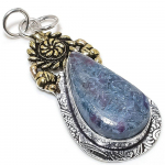 Ruby in Fuchsite Ethnic 925 Sterling Silver Jewelry Two Tone Pendant 2.40 s9j89