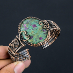 Ruby in Zoisite Handmade Copper Wire Wrap Bangle Adjustable O8H43