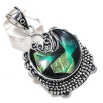 Dichroic Glass Handmade 925 Sterling Silver Jewelry Pendant 2.36 q3q98