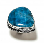 Neon Blue Apatite Handmade 925 Sterling Silver Jewelry Ring Size 9 w3s30