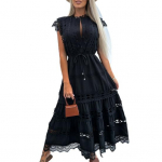 Naiste &otilde;htukleit &uuml;hev&auml;rviline pits, varrukateta tikitud temperamentne kleit kahekihiline kitsa v&ouml;&ouml;kohaga kleit Naiste ballikleit naiste riided S sinine