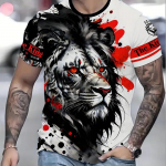 Uus suvine meeste mood T-s&auml;rk Personality Lion Printed Meeste T-s&auml;rk Top XS valge