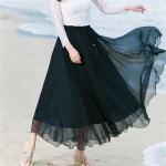 Puhkus Pikk Suvine Ranna Sifonki M&auml;hkimiskleit Katteks Naistele K&otilde;rge V&ouml;&ouml;kohaga Plisseeritud Tantsupeo Seelikud XL