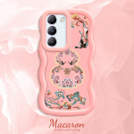 V&auml;rvitud muster Big Wave Edge pehme silikoon materjal Macaron telefoni &uuml;mbris p&otilde;rutuskindel kaitsev kummist korpus OnePlus Vivo Motorola Moto jaoks Vivo Y56 5G roosa