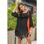 Naiste smock Patchwork lahtised Fringe puhkuse stiilis rannasmokk One Size