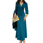 Naiste kroogetud kehakontuure j&auml;rgiv &otilde;htukleit, vabaaja pikkade varrukatega V-kaelusega ballikleit, kokteilipidu, pidulik maksikleit, merineitsi l&otilde;ige M