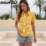 IHUASU Naiste mood vabaaja l&uuml;hikeste varrukatega POLO kaelusega pluusid ja s&auml;rgid S