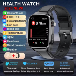 2025 Uued Health Glance EKG AI Diagnostika Nutikellad Meestele S&uuml;dame L&ouml;&ouml;gisagedus Verer&otilde;hk IP68 Veekindlad Nutikellad HUAWEI IOS jaoks Black Leather