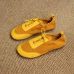 Johnature Ehtne Nahk Spleissing Suede Pehme Tald Mugavad Spordijalatsid Kerged Naiste Korterkingad 35 kollane