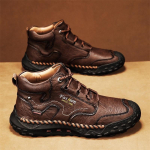 Talv/S&uuml;gis Meeste K&auml;sitsi Valmistatud Vabaaja Nahast Vabaajajalatsid K&otilde;rged Saapad Nahast Kingad Meestele Pehmed ja Mugavad Libisemiskindlad Pahkluusaapad 43 tumepruun v&auml;rv