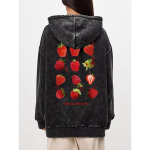 T&auml;navastiilis naiste pestud kapuutsiga pusa Armsa v&auml;rske maasikaprindiga dressipluus Retro &uuml;legabariidilised puuvillased pusa Streetwear 2XL black