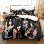 Kiss B&auml;ndi Voodipesukomplekt &Uuml;hekohaline Rockb&auml;ndi Tekikott Kahekohaline Queen King Twin Suurus Poistele T&auml;iskasvanutele Pehme Tekikoti Komplekt Kingitus 140x210cm 2pcs