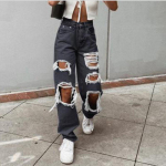 Rebenenud vintage naise teksad Ahastuses t&auml;navar&otilde;ivad Hole hip-hop k&otilde;rge v&ouml;&ouml;kohaga p&uuml;ksid mood sirged teksap&uuml;ksid suvised teksad 3XL