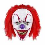 &Otilde;udne Halloweeni klouni mask punaste juustega, t&auml;ispikk pea, t&auml;iskasvanu kuri jokkeri lateksmask Halloweeni peoks, cosplay, maskeraadikost&uuml;&uuml;m punane