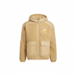 Adidas Originals Mc Sherpa Jakk Logoga Tikandi ja Prindiga T&otilde;mblukuga Huppar Unisex &Uuml;ler&otilde;ivad Kollane HS2006 S