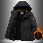 Talvised Mehed Villase Polsterdusega Polsterdatud Jakk Keskealised ja Eakad Vabaaja Puuvillase Polsterdusega Jakk 5XL must