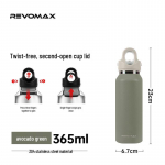 REVOMAX keermestamata isoleeritud spordipudel &uuml;he k&auml;ega avatava kaanega 365ml