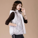 Naiste s&uuml;gis- ja talvejope, p&uuml;stkraega Korea stiilis kapuutsiga vest, polsterdatud varrukateta parka XXXXL must