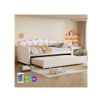 P&auml;evavoodi - Daybettt - 90x200 cm - Kokkupandav voodi - Flanell ja MDF - Reguleeritav LED beež