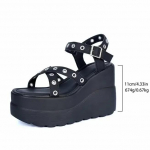 11CM Suvised Naiste Kiilud EHeeled Sandaalid Mugavad Kinnise Ninaga Pahkluu Pandlaga Rihm Punk Kontsad Naiste Gladiaator Platvorm Peo Kingad 36