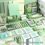 Roheline koolialguse kirjatarvete kinkekomplekt esimese klassi &otilde;pilastele - Ideaalne s&uuml;nnip&auml;evakingitus t&uuml;drukutele Basic Set/Green Stationery Set