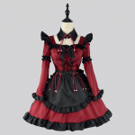 Hiina Gooti Lolita Kuradi Teenrit&uuml;druku Kleit - Anime Cosplay Kost&uuml;&uuml;m S veinipunane v&auml;rv