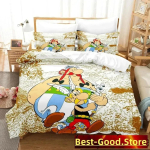 3D Prindi gallia kangelane Asterix Voodipesukomplekt Tekikott Linuas Prinditud Voodikomplekt Padjap&uuml;&uuml;r Voodi T&auml;is Suurused Queen King Tekk Magamistuba AU Single 140x210cm