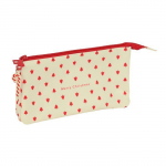 Trousse triple pour enfant - safta - 22x3x12 cm - Polyester r&eacute;sistant - 3 compartiments - Fermeture &eacute;clair - Beige beež