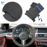 Auto rooliratta seemisnahast kate sinine riba BMW M Sport F10 F11 F12 F15 F16 F22 F23 F25 F26 F30 F32 F34 F36 F39 jaoks