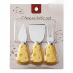 Creative Yellow juustu k&auml;epideme noa ja kahvli labida Kolmeosaline roostevabast terasest juustunoa komplekt kollane